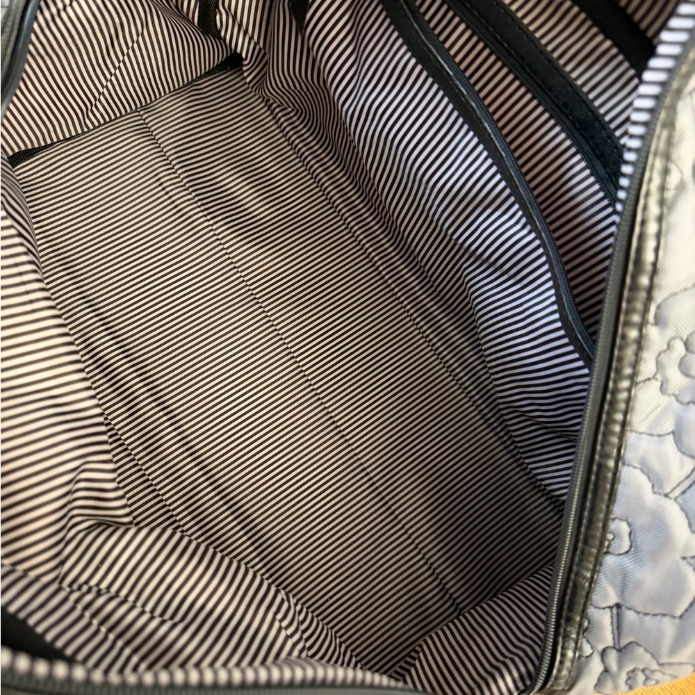 Thirty One City Weekender Bag Grey With Black Flowers Customized Teal L - Picture 13 of 13